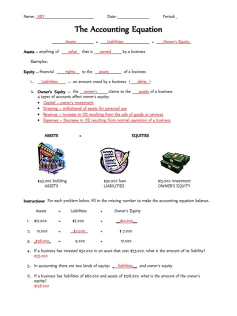 Accounting Equation Worksheet Pdf Equity Finance Balance Sheet