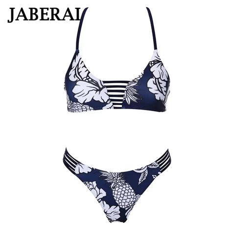 Jaberai Floral Print Bikini Set Women Swimwear Bandeau Swimsuit Sport