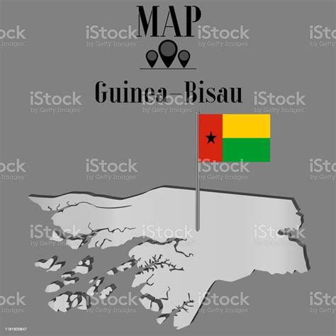 기니 비사우는 세계지도 플래그폴 벡터 일러스트 디자인에 국기와 윤곽 실루엣 배경 개체 요소 국가 설정에서 기호에 고립 가정
