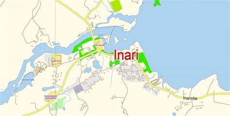 Inari Ivalo Saariselka Map Vector Finland Low Detailed City Plan