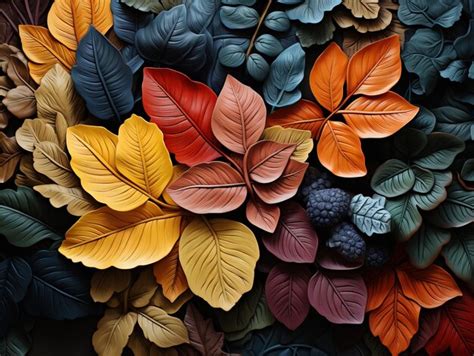 Premium Ai Image Colorful Leaves Texture Generative Ai