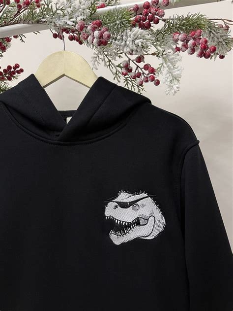 Embroidered Dinosaur T Rex Hoodie Sweatshirt