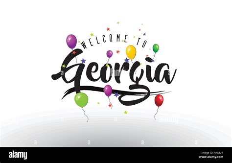 Georgia Welcome To Text With Colorful Balloons And Stars Design Vector