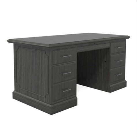 New 60 Grey Traditional Managers Desk Office Furniture Liquidations