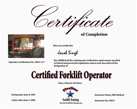 Explore Our Image of Forklift Certification Certificate Template ...