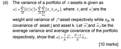 Covariance Formula Of Portfolio