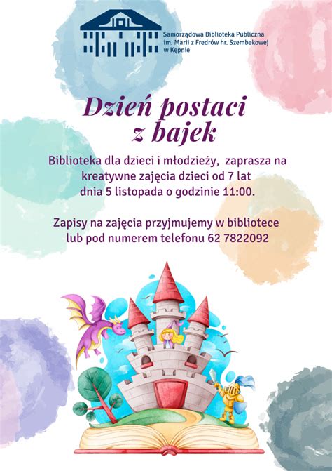 Dzie Postaci Z Bajek Biblioteka W K Pnie