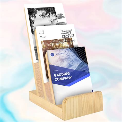 Snapklik Tier Pine Wood Literature Holder Pamphlet Display