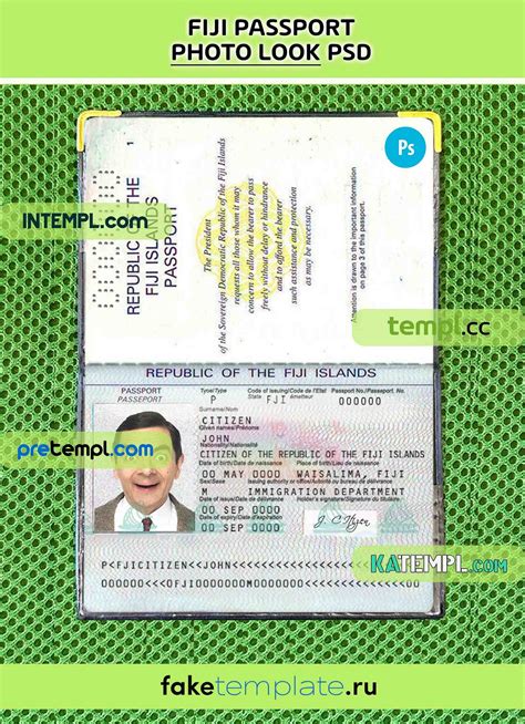 Fiji Passport Editable Psd Files Scan And Photo Look Templates 2 In 1 By Shotempl Jan