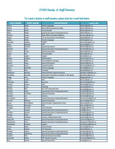 Staff Directory Template