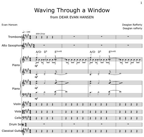 Waving Through A Window Sheet Music For Trombone Alto Saxophone