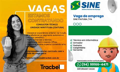 Vaga De Emprego Grupo Tracbel E Sine Itaituba Abre Vaga Para