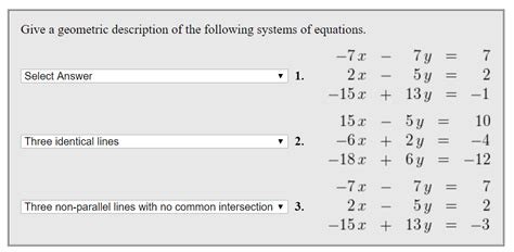 Solved Give A Geometric Description Of The Following Systems Chegg