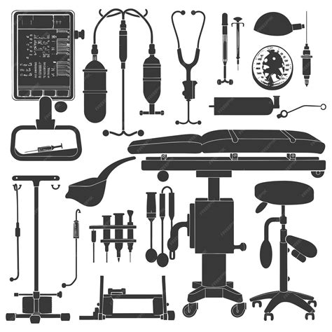 Equipamiento Médico De Silueta Sólo Color Negro Vector Premium