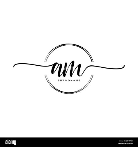 Initial Am Handwriting Logo With Circle Template Vector Stock Vector