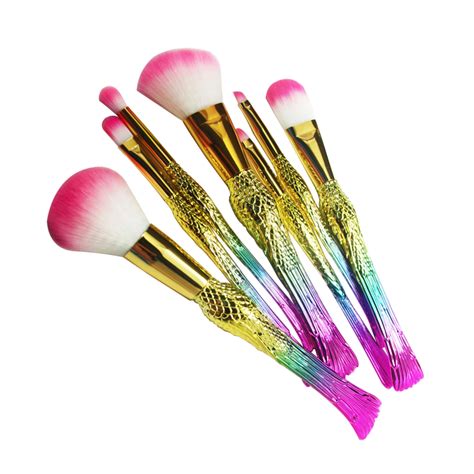 2018 Newest Mermaid Cosmetic Brush Set 7pcs Or 5pcs Nylon Hair