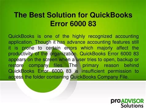 PPT Here S A Method To Resolve QuickBooks Error 6000 83 PowerPoint