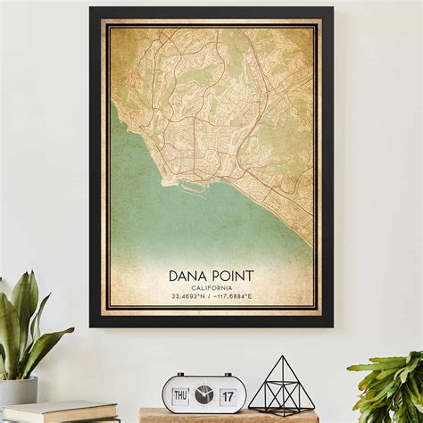 Vintage Dana Point California Map Poster Modern Home Decor Wall Art