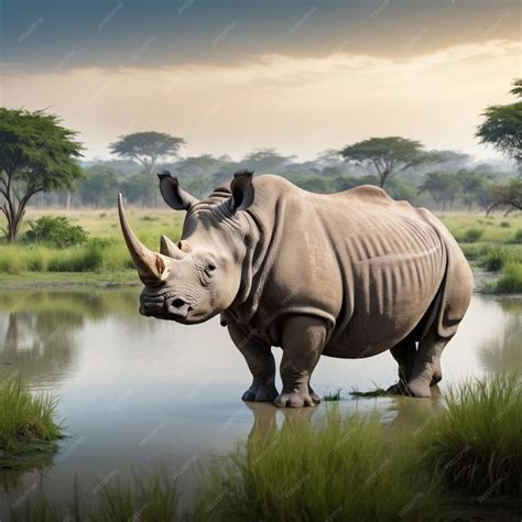 Premium Photo | Indian rhinoceros in the beautiful nature looking