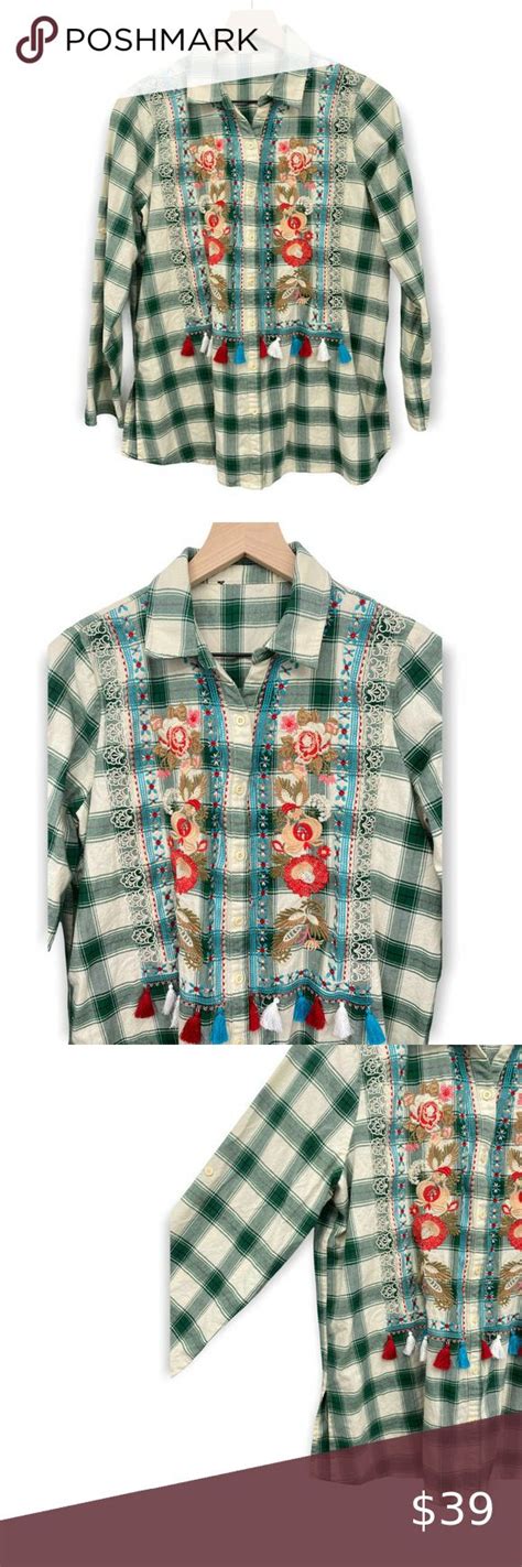 Andree By Unit Embroidered Boho Button Down Shirt Clothes Design