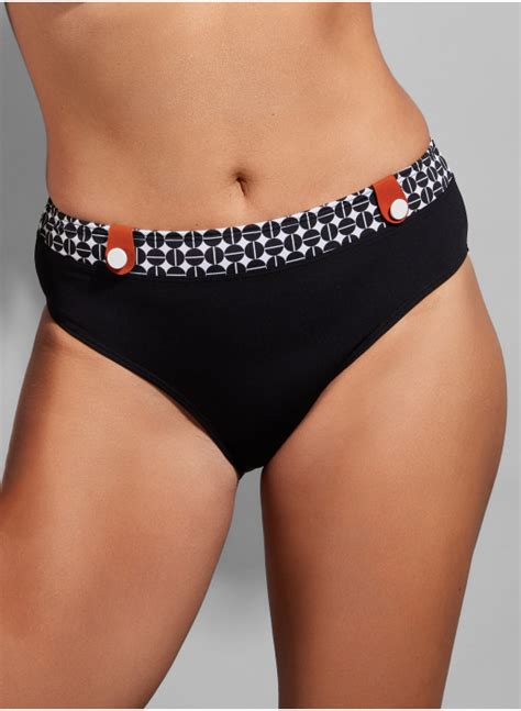 Comfortable Bikini Full Briefs Opaque Geometrical Design Black White