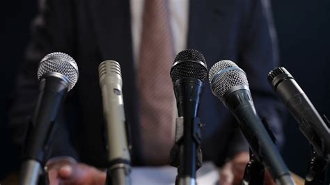 Press Conference Closeup Stock Footage SBV-348369370 - Storyblocks