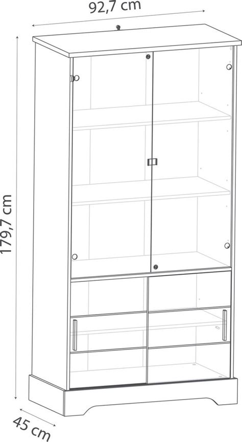 Belfurn Vitrinekast Cottage X Cm Met Glasdeuren En