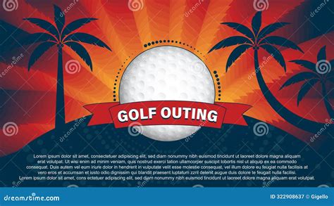 Golf Outing Template Design with Golf Ball, Vector Illustration Stock ...