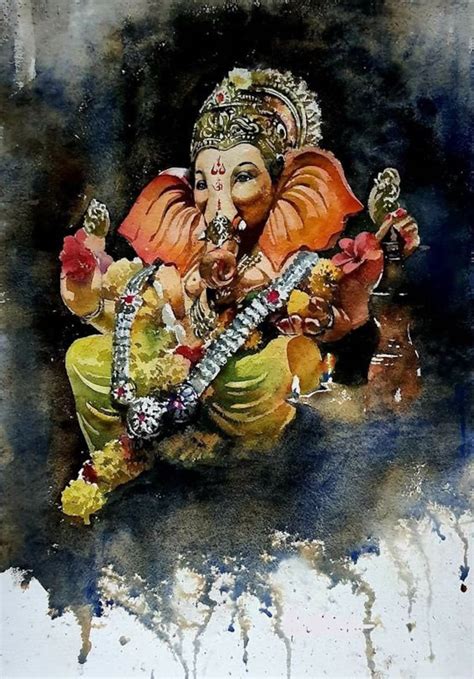 lord ganesha hand painted painting  canvas   frame etsy