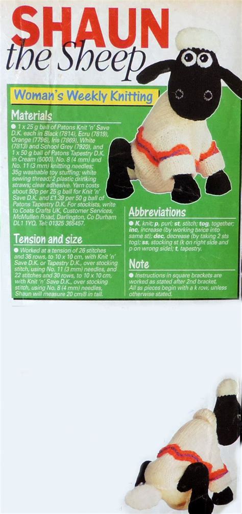 ALAN DART Toy Knitting Pattern Shaun The Sheep And Gromit Etsy UK