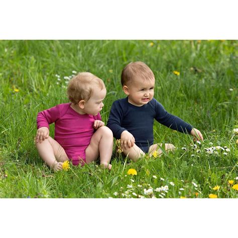 Engel Natur Baby Langarm Body Uni Bio Merinowolle Seide