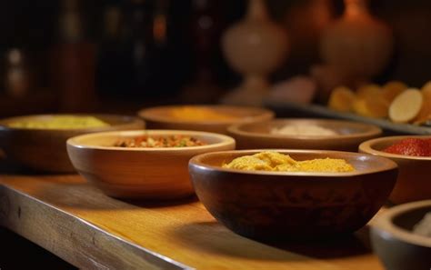 Premium Photo A Table Of Bowls Of Hummus And Other Dishes Traditional