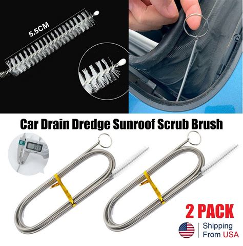 2PCS Flexible Car Drain Dredge Sunroof Cleaning Scrub Brush Tool