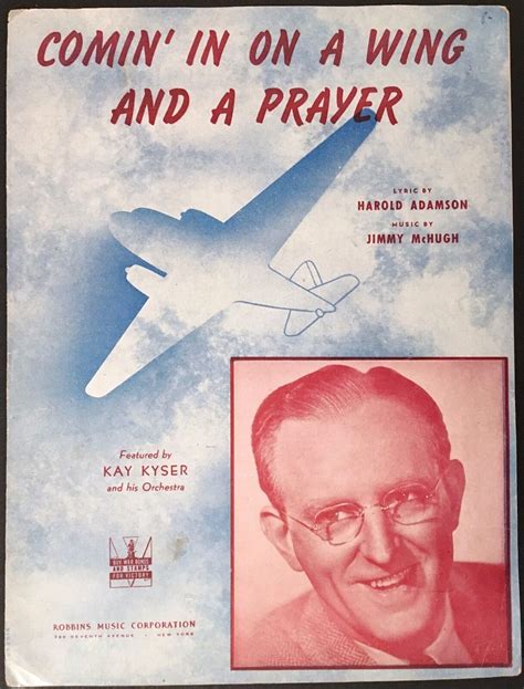 1943 Kay Kyser Wwii Sheet Music Comin In On A Wing And A Prayer Air