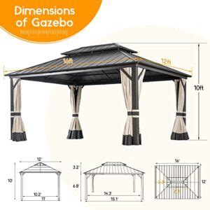 Warmally 12 X 16 Hardtop Gazebo Outdoor Permanent Gazebo With