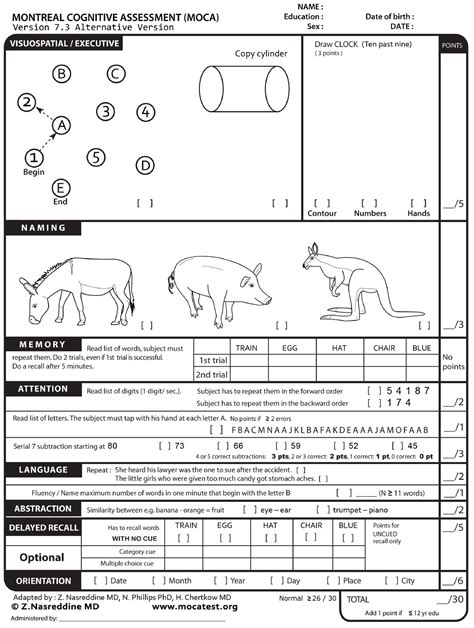 Mo Ca Test English Moca Test Patient Resource Occp Usyd