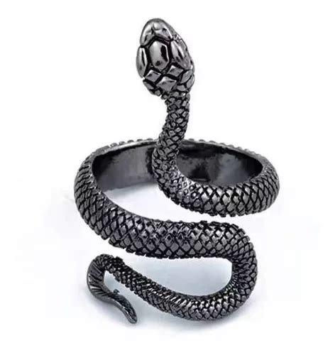 Viper Ring Anillo Vintage De Acero Inoxidable Negro Serpient Meses