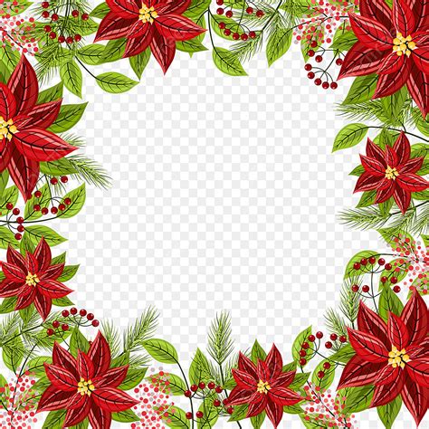 Christmas Poinsettia PNG Picture, Christmas Poinsettia Flowers Border ...