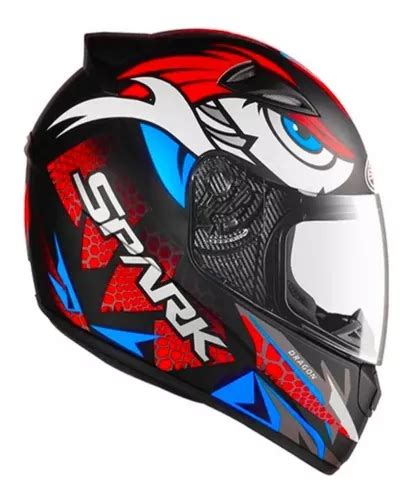 Capacete Fechado Ebf New Spark Dragon Preto Fosco Vermelho