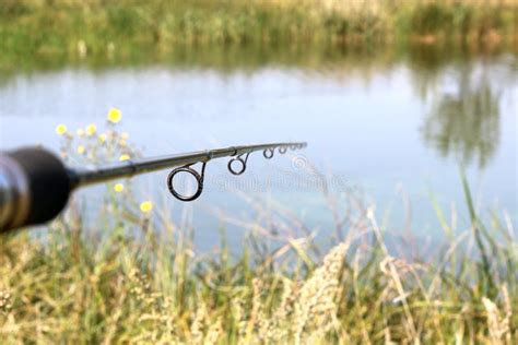 Fishing Rod Onl Natural Background Closeup Stock Image - Image of reel, background: 99272287