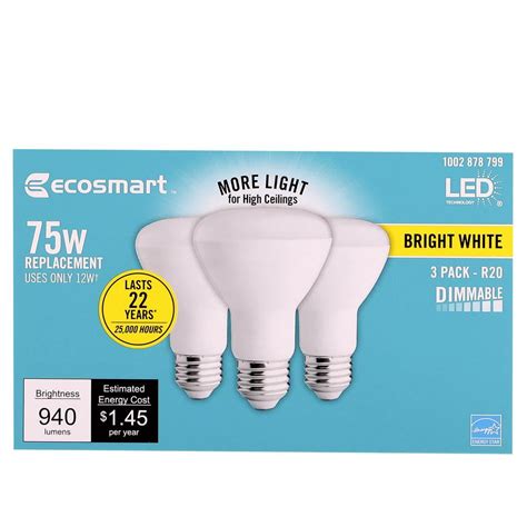 EcoSmart 75-Watt Equivalent BR20 Dimmable Energy Star LED Light Bulb ...