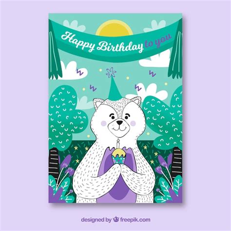 Tarjeta De Feliz Cumpleaños En Estilo Hecho A Mano Vector Gratis