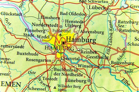 Mapa Geográfico Del País Europeo Alemania Con La Ciudad De Hamburgo