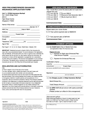 Fillable Online Basic Fire Hdb Application Form Etiqa Fax Email Print