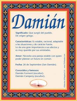 Nombre Damián Significado y origen del nombre Damián