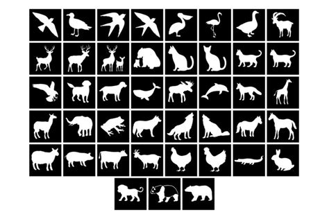 43 Animals Stencil, Animals Bundles Digital Stencil Template