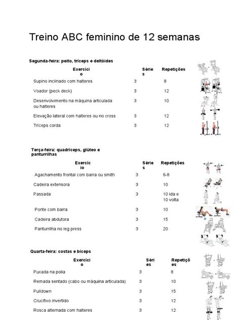 Ficha De Treino ABC Feminino PDF Levantamento De Peso Esportes