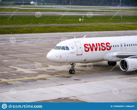 Swiss International Airlines Plane Taxiing At Zurich Airport Editorial