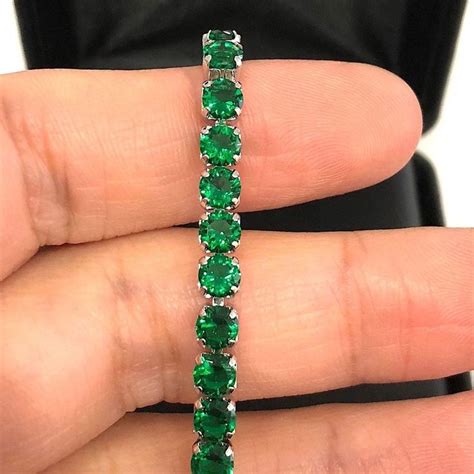 8 00 Ct Round Green Emerald Tennis Bracelet Women Jewelry 14k White