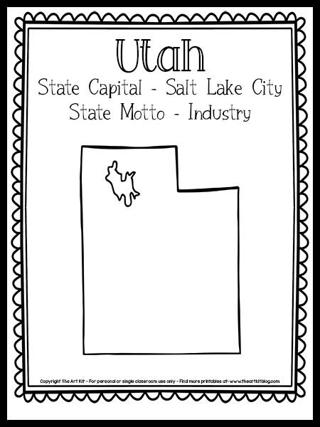 Utah State Outline Coloring Page Free Printable The Art Kit